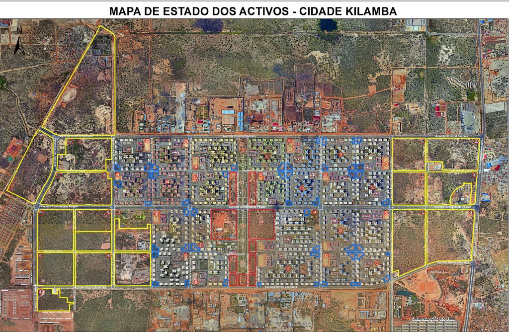 Mapa de activos da Empresa Gestora de Terrenos Infraestruturados (EGTI) na Cidade do Kilamba