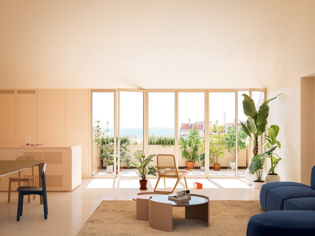 O condomínio disponibiliza apartamentos com tipologias entre T1 e T5, com áreas que variam entre 50 m² e 250 m² (Foto Dils)
