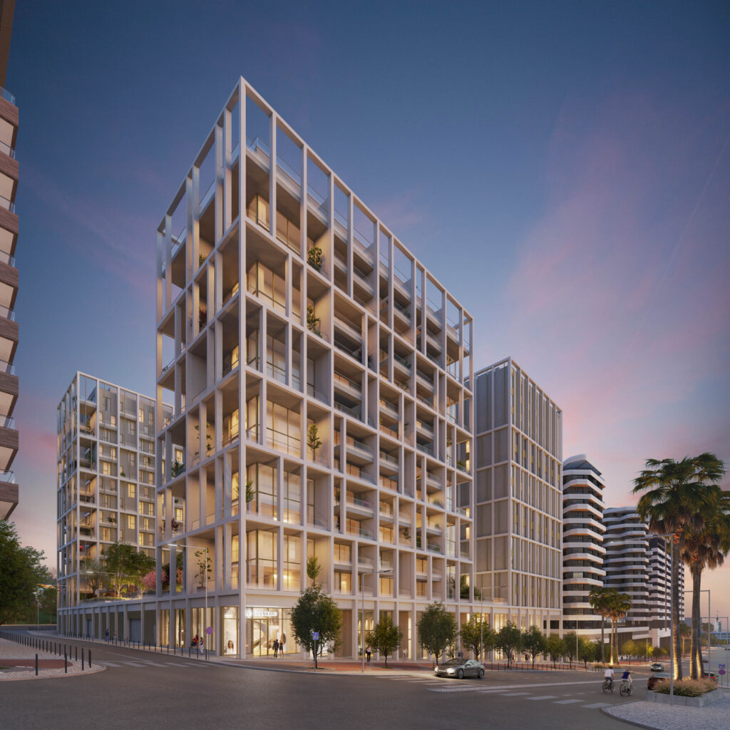 Fachada principal noturna do MIMA (Foto Archimia/Kronos Homes)